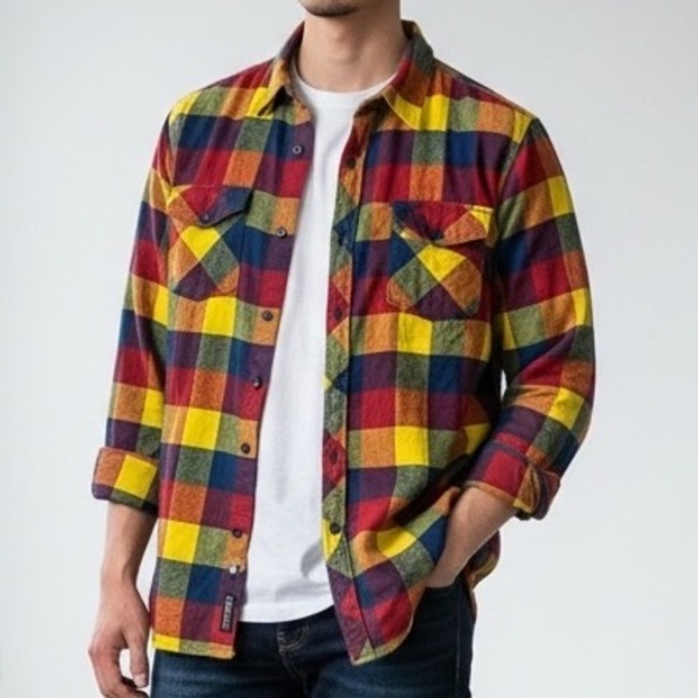 Fox Racing Mens Large Multicolor Plaid Flannel Shirt  Large gorpcore skate